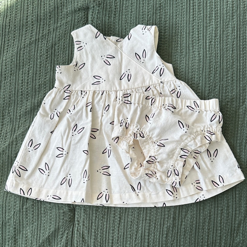 Hanna Andersson Baby Linen Bunny Dress, 12-18m